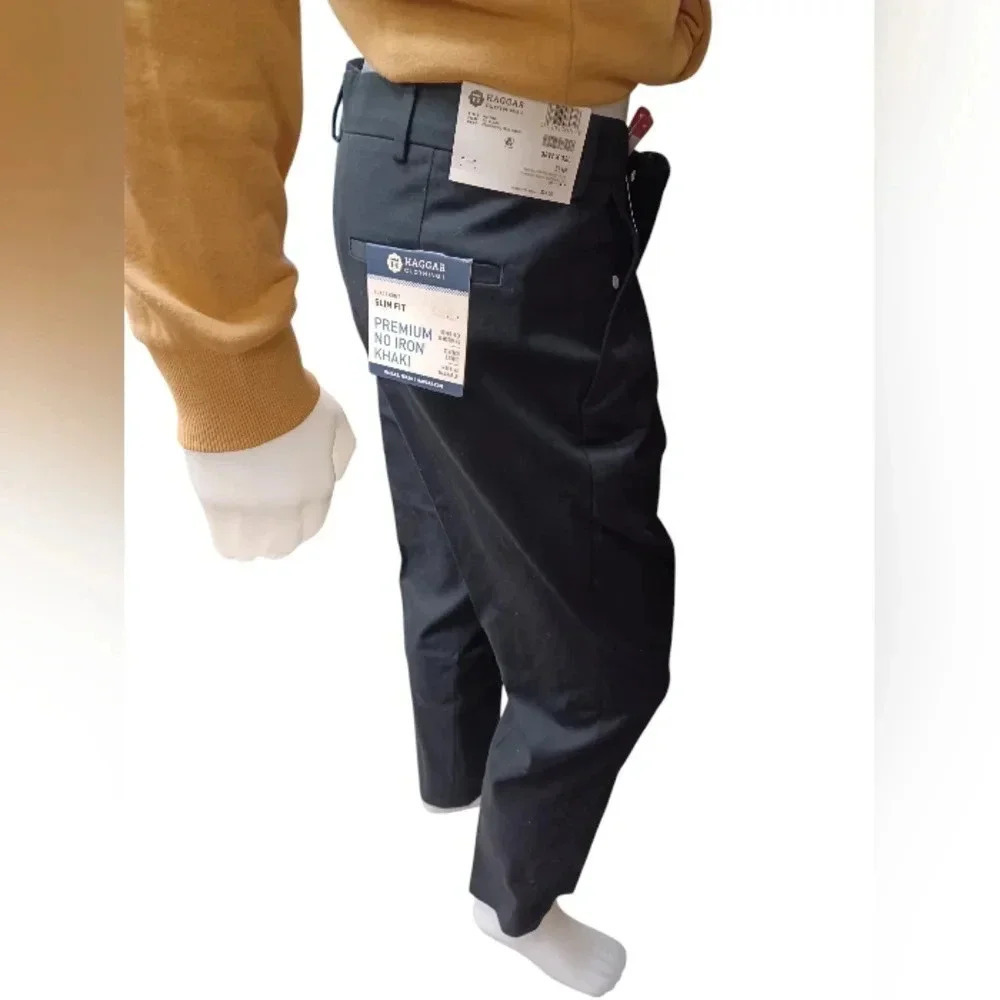 Haggar NWT Black Slim Fit  Trousers Size 38 - Picture 5 of 8